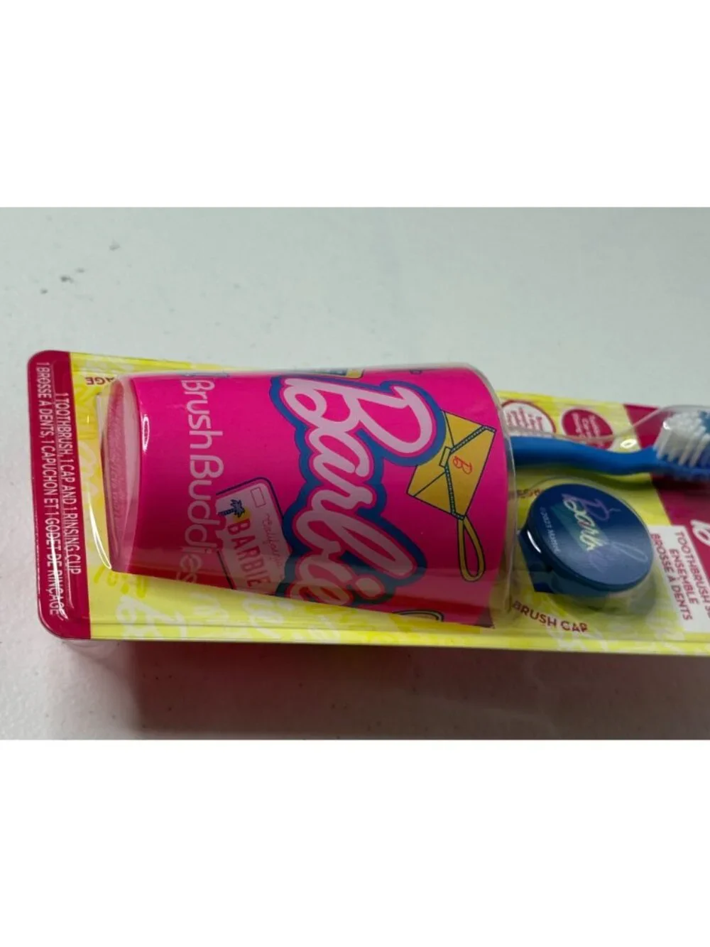 Barbie Toothbrush Set Brush Buddies Cup Cap Kids Travel Oral Care Pink